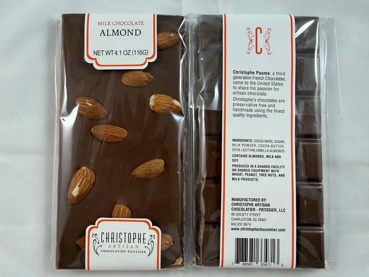 Almond Chocolate Bar from Christophe, Charleston SC