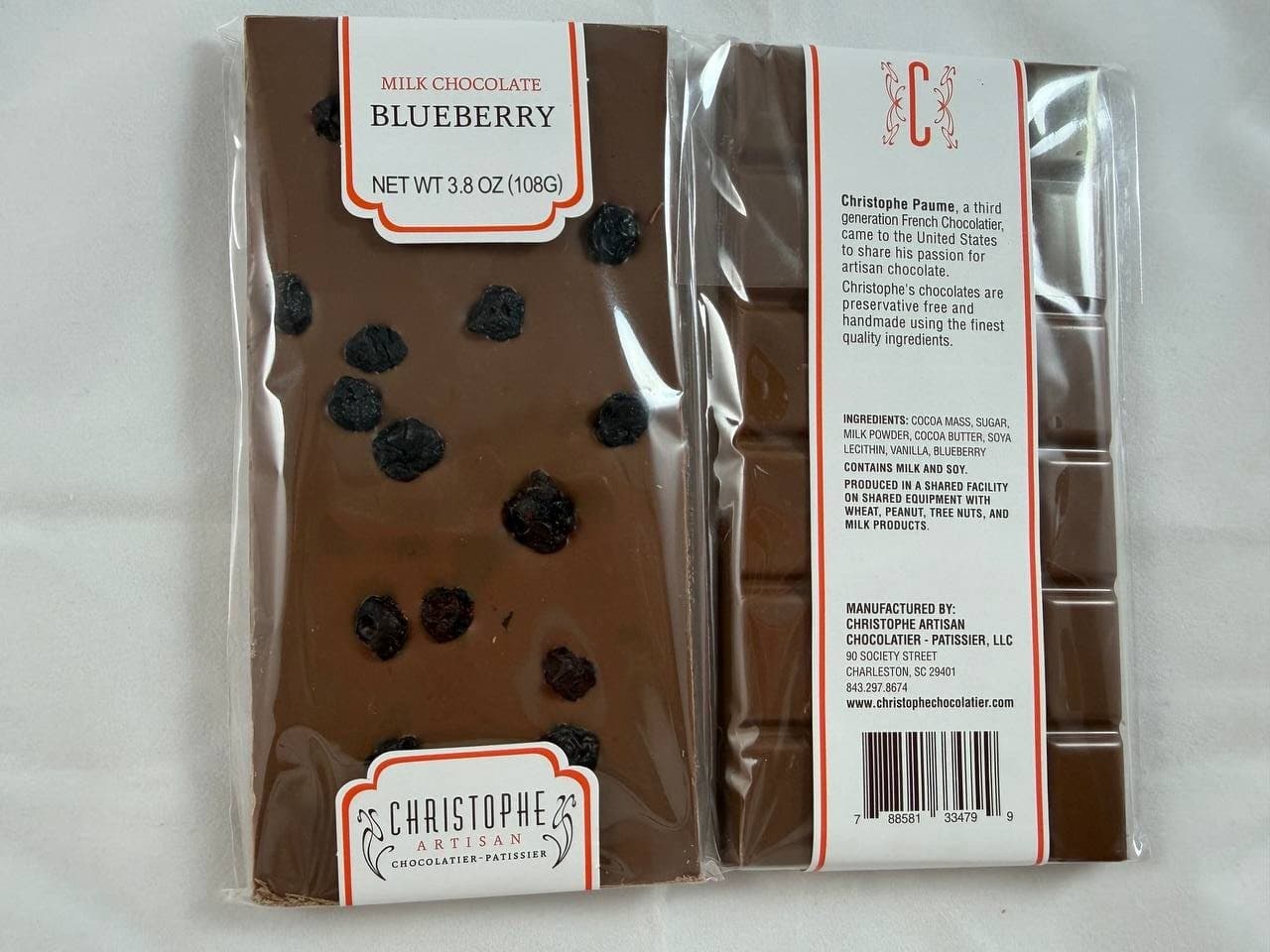 Blueberry Chocolate Bar from Christophe, Charleston SC