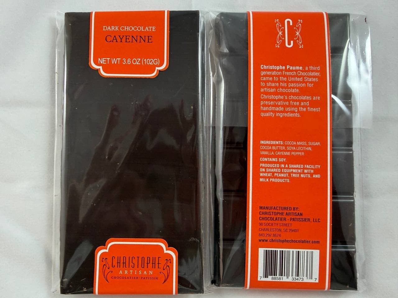 Cayenne Chocolate Bar from Christophe, Charleston SC