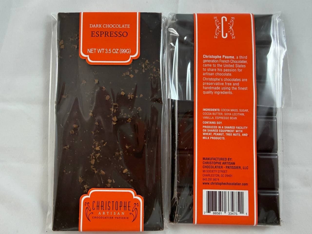 Espresso Chocolate Bar from Christophe, Charleston SC